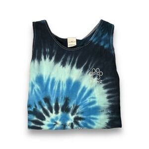 Colortone Blue Tie Dye Paw Print Dog Graphic Tank Top Size Large - "Fannie"